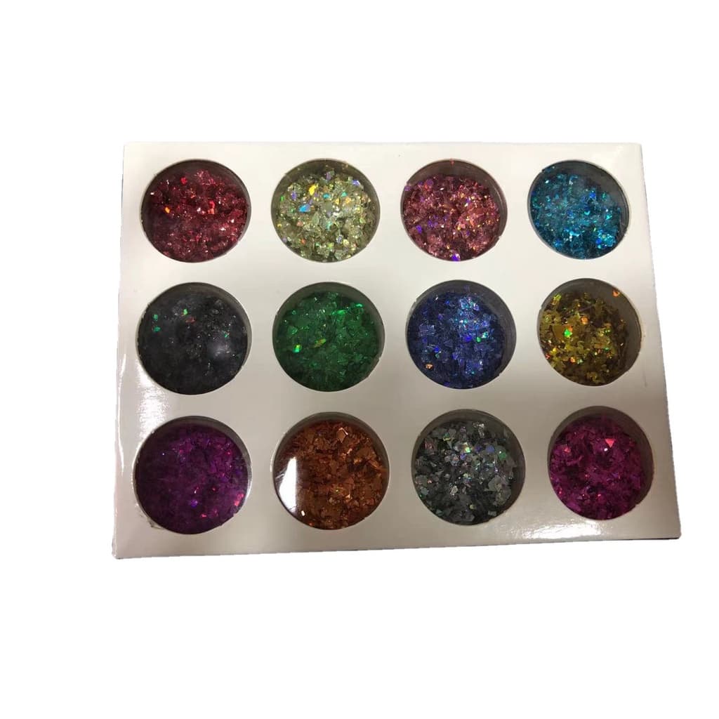 Atacado Nail Art Glass Sticker Irregular Shards 12 Cores Papel Shell Papel Doce Fototerapia Laser Adesivo Laser Papel Shell