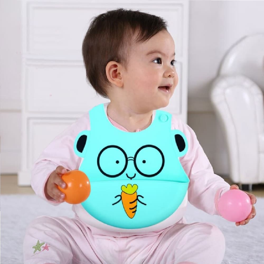 Babador em Silicone para Bebê Impermeável Migalha Infantil Avental