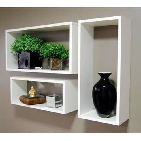 Kit 03 Nichos Retangulares Decoração Casa Grandes Branco - Compmovel