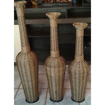 Trio Vaso Decorativo junco Garrafa LD