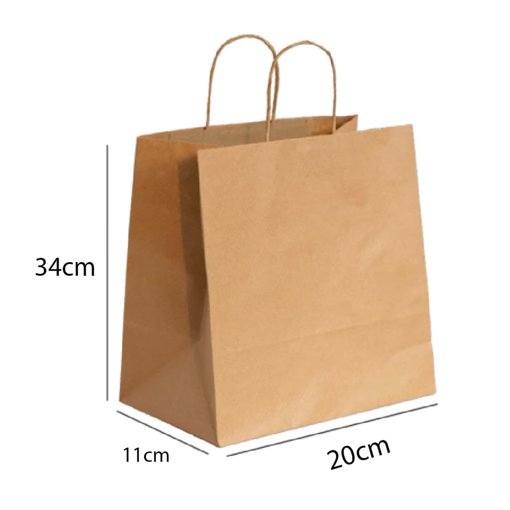 Sacola Kraft com alça 20x11x34  Parda ( 10 Unidades )