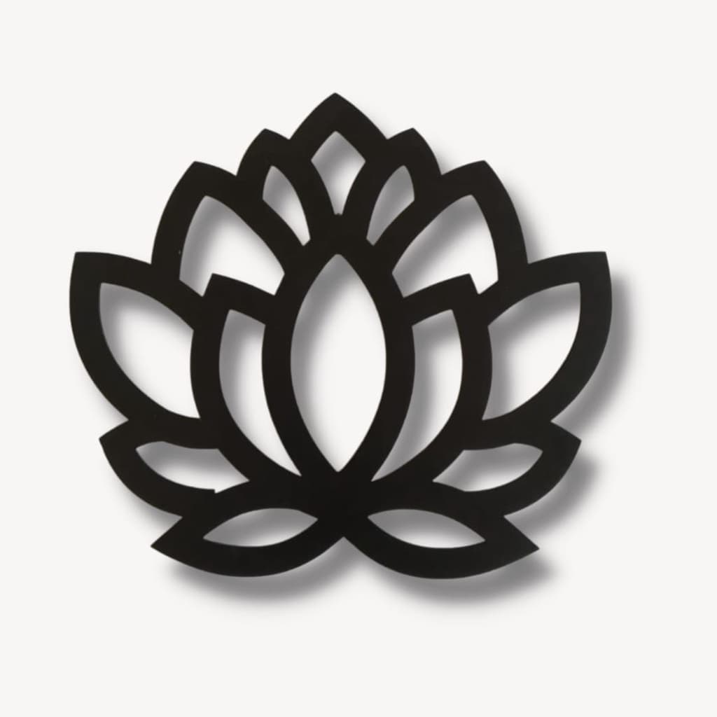 Quadro Mandala Decorativo Flor De Lotus Mdf 3mm Preto Decoração Sala Quarto Parede