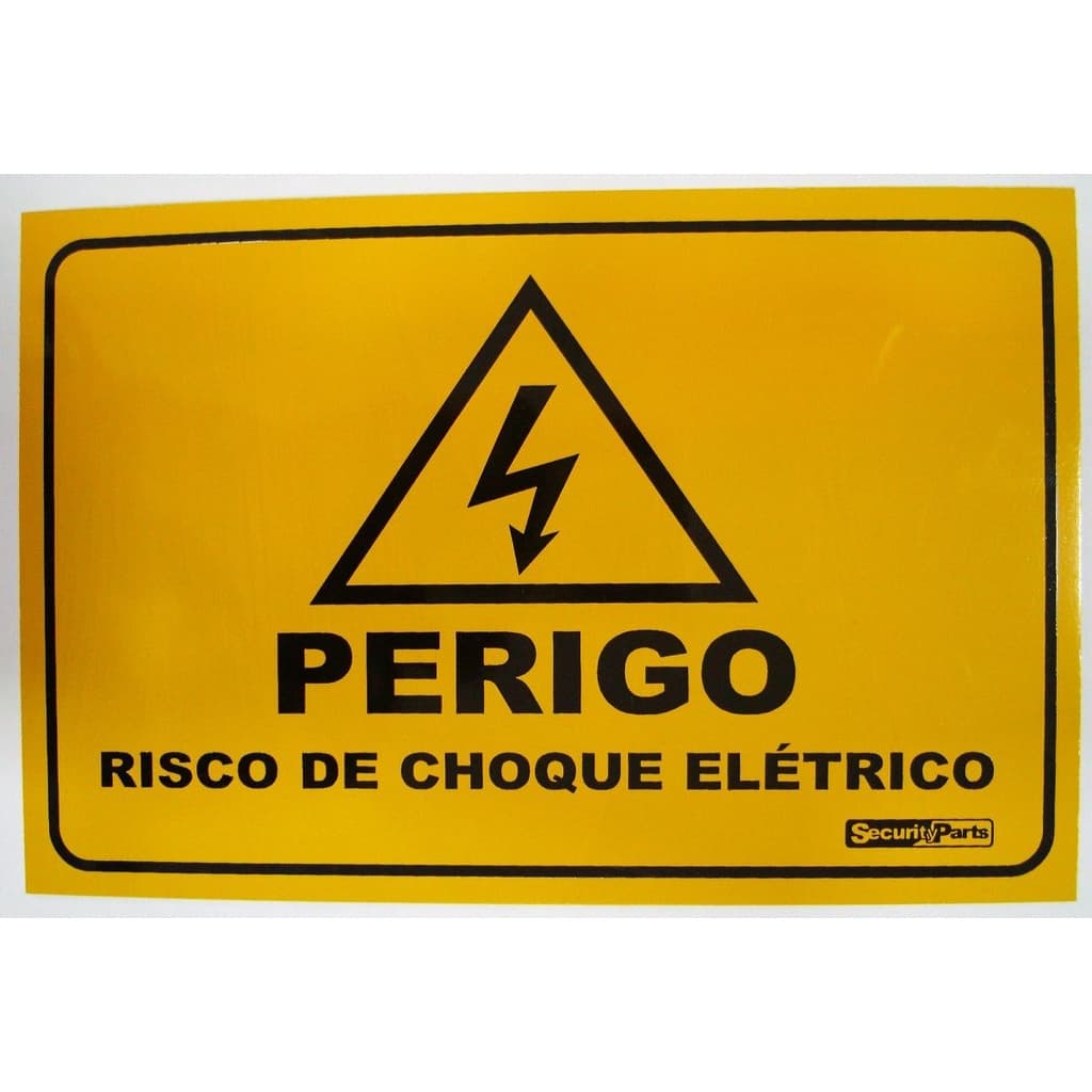 Placa Advertência "Perigo Risco de Choque Elétrico" 18x13CM Alumínio