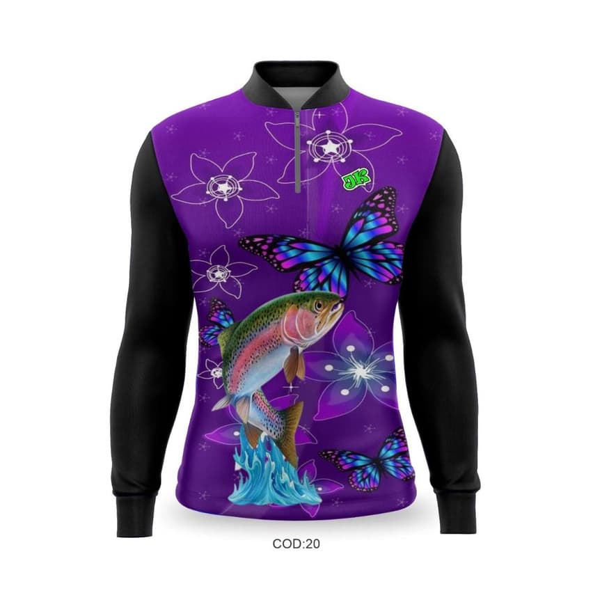 CAMISETA DE PESCA MANGA LONGA FEMININA PREMIUM ROXA