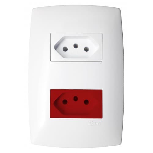 CJ TOMADA DUPLA 1 10A + 1 20A VERMELHO SEPARADO 4X2 - BLUX HOME BRANCO