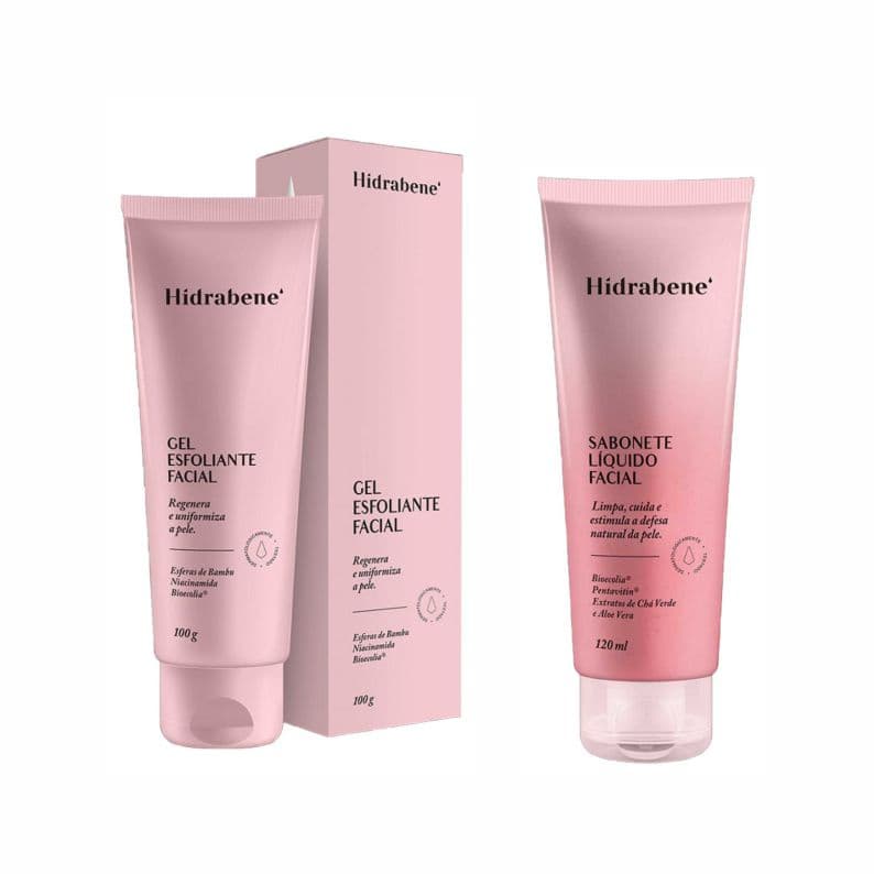 Kit Hidrabene Gel Esfoliante Facial 100g + Sabonete Líquido Facial 120ml