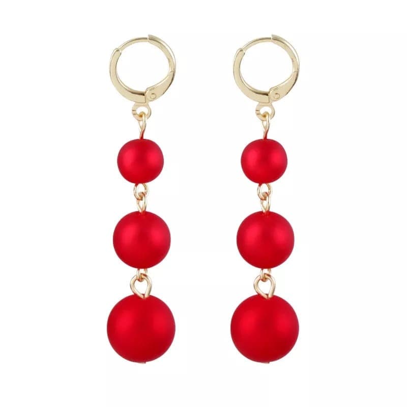 Brincos femininos Bolas Vermelho com dourado Grande Presente para namorada