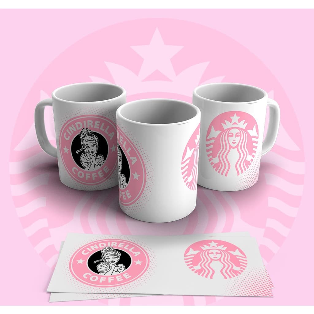 Caneca Starbucks rosto de princesas da disney (não quebra)