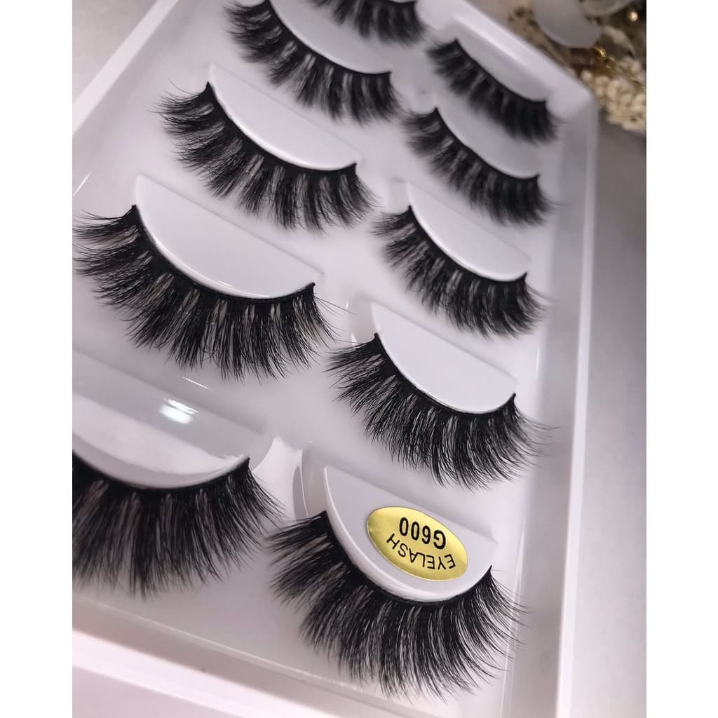 Cílios postiços G600 Natural cheio volumoso para maquiagem efeito Mink