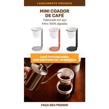 Mini Coador de Café PRESSCA - Coador de Algodão e Base Metal