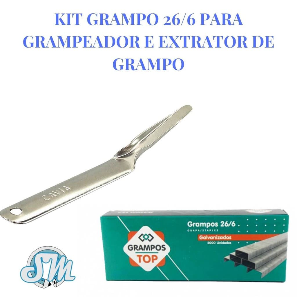 Kit 2 Caixa De Grampo 26/6 Galvanizado Caixa Com 5.000 Unidades E 1 Extrator De Grampo Espatula Envio Em 24 Horas