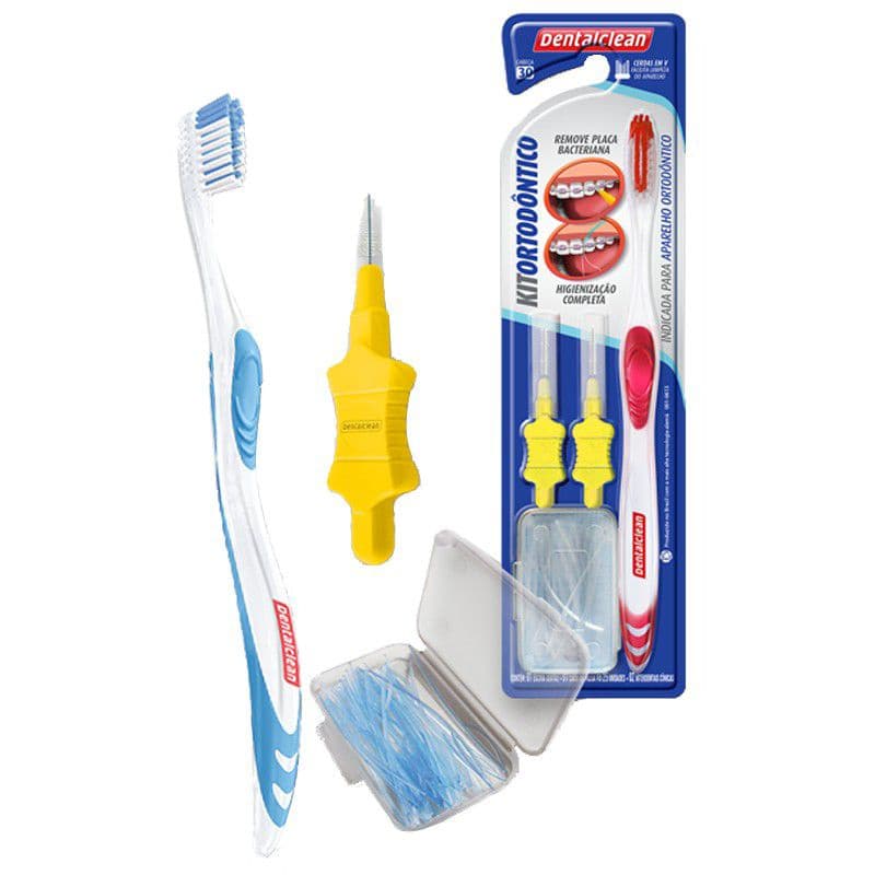 Kit Ortodôntico Escova dental Passa fio Escova Interdental   DentalClean