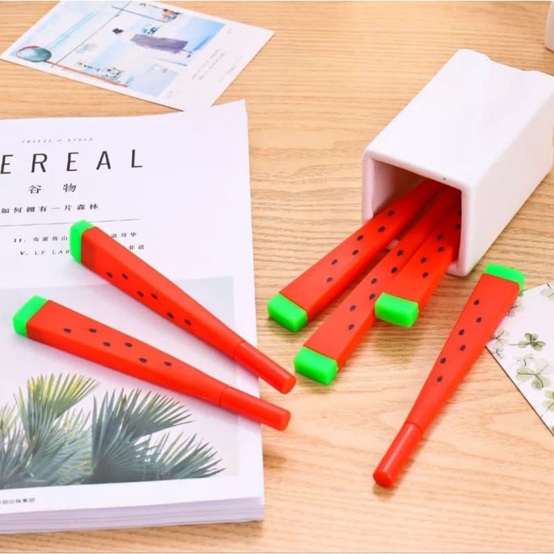 Caneta Melancia - Caneta fofa/kawaii divertida ponta fina - Itens de Papelaria Escritório Presente Escola