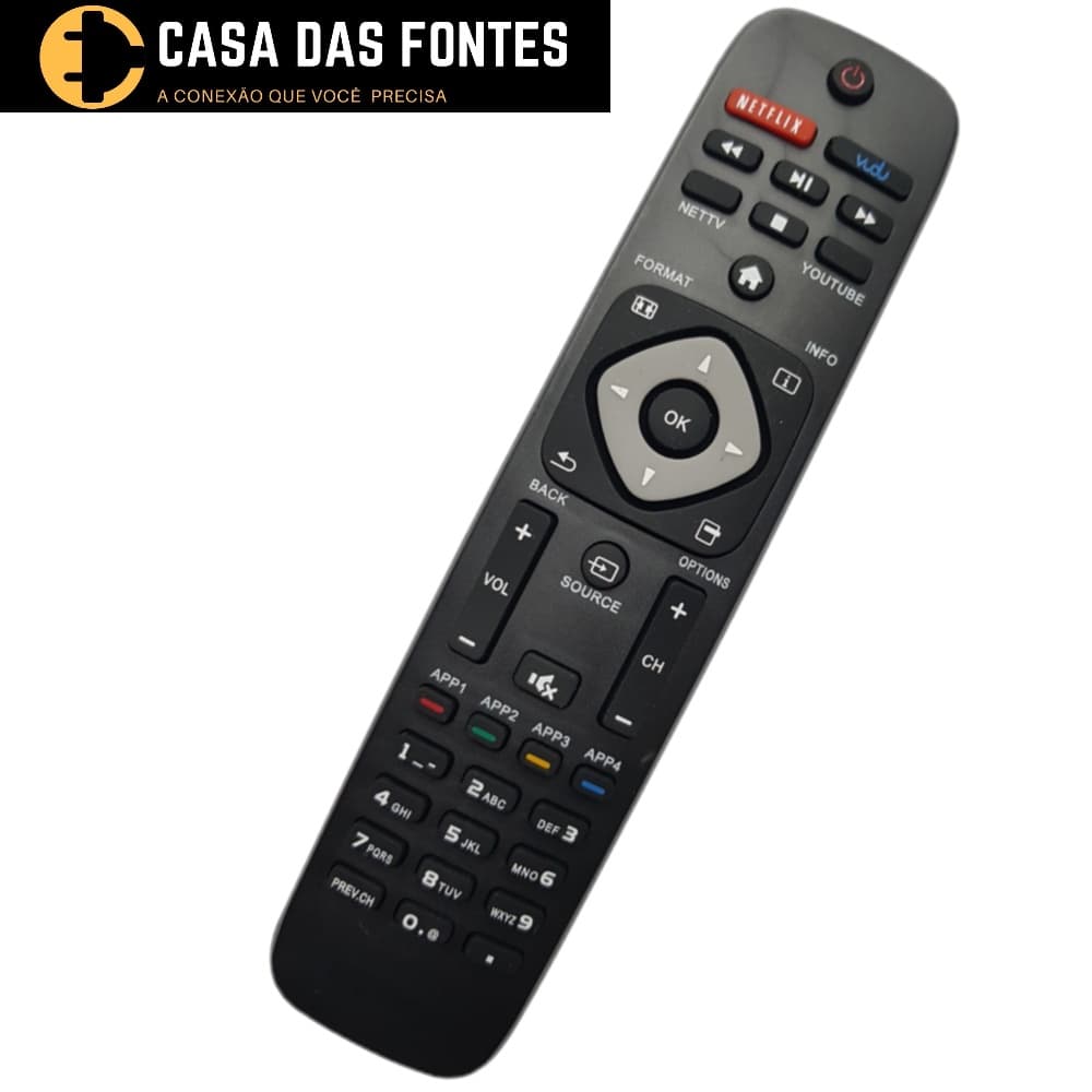 Controle Remoto Tv Philips Netflix Vudu 8076