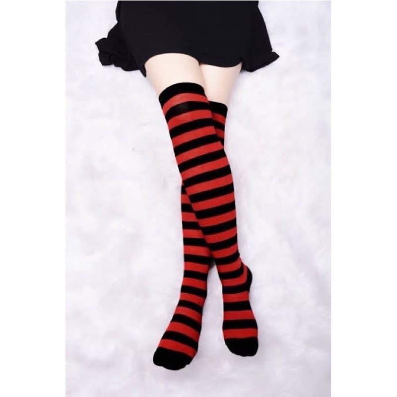 Meia De Cano Alto Listrado 7/8  / Meia Até O Joelho / Coxa / Cosplay / Anime.