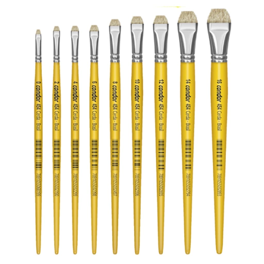 Kit Pincel Chato 0, 2, 4, 6, 8, 10, 12, 14 e 16 Condor 454