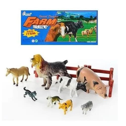 Kit Brinquedo 8 Animais Da Fazenda Miniatura Medio Borracha