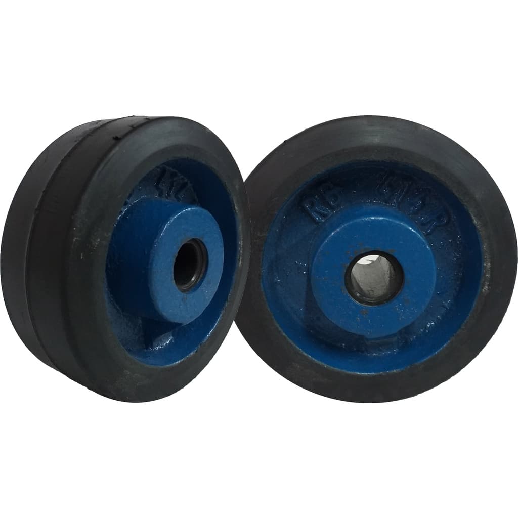 Par 2 Rodas de Ferro Revestida em Borracha 414 Furo Passante 5/8" - RB414F58