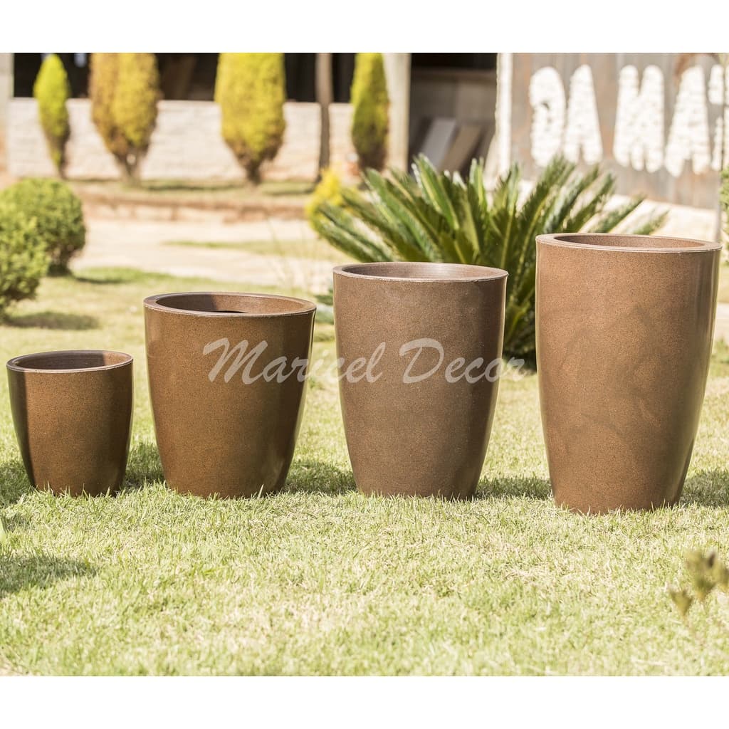 Kit 4 Vasos para plantas P+ M+G+GG  Polietileno Coluna Redonda Lisa