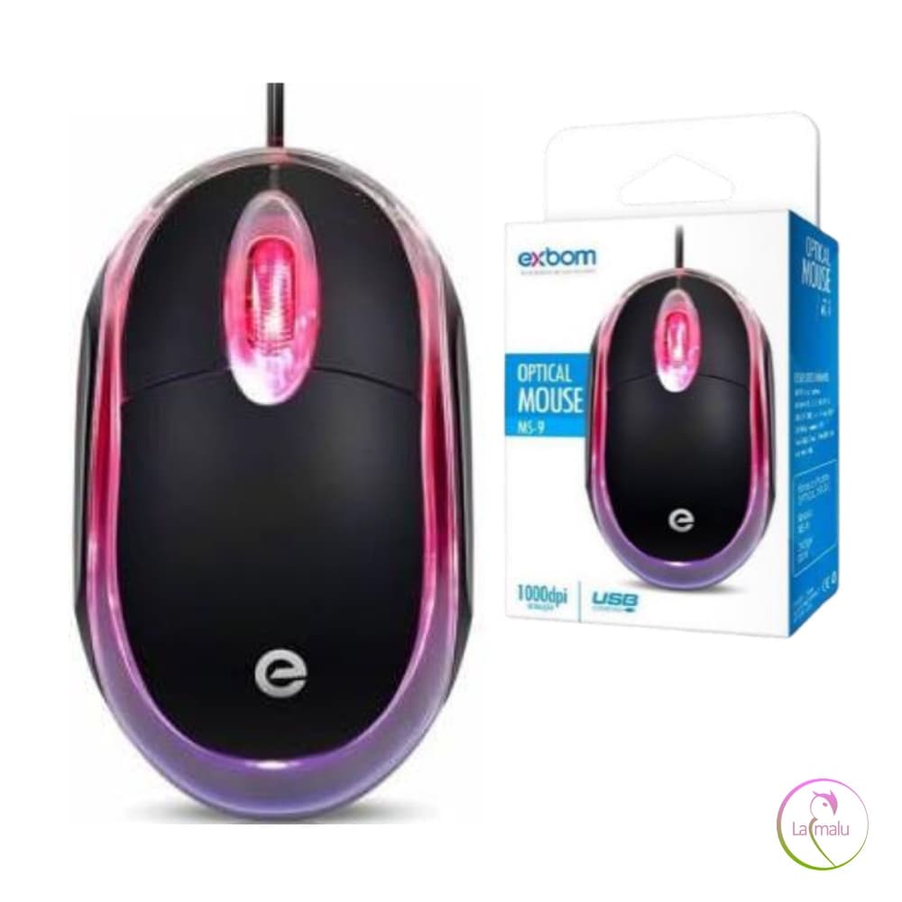 Mouse com Fio USB EXBOM MS-9 1000 DPI com LED