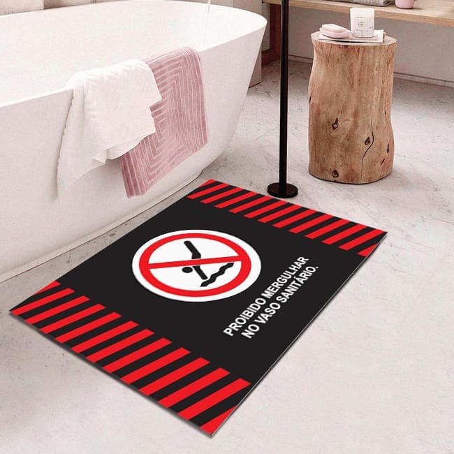 tapete para banheiro - proibido mergulhar no vaso sanitario