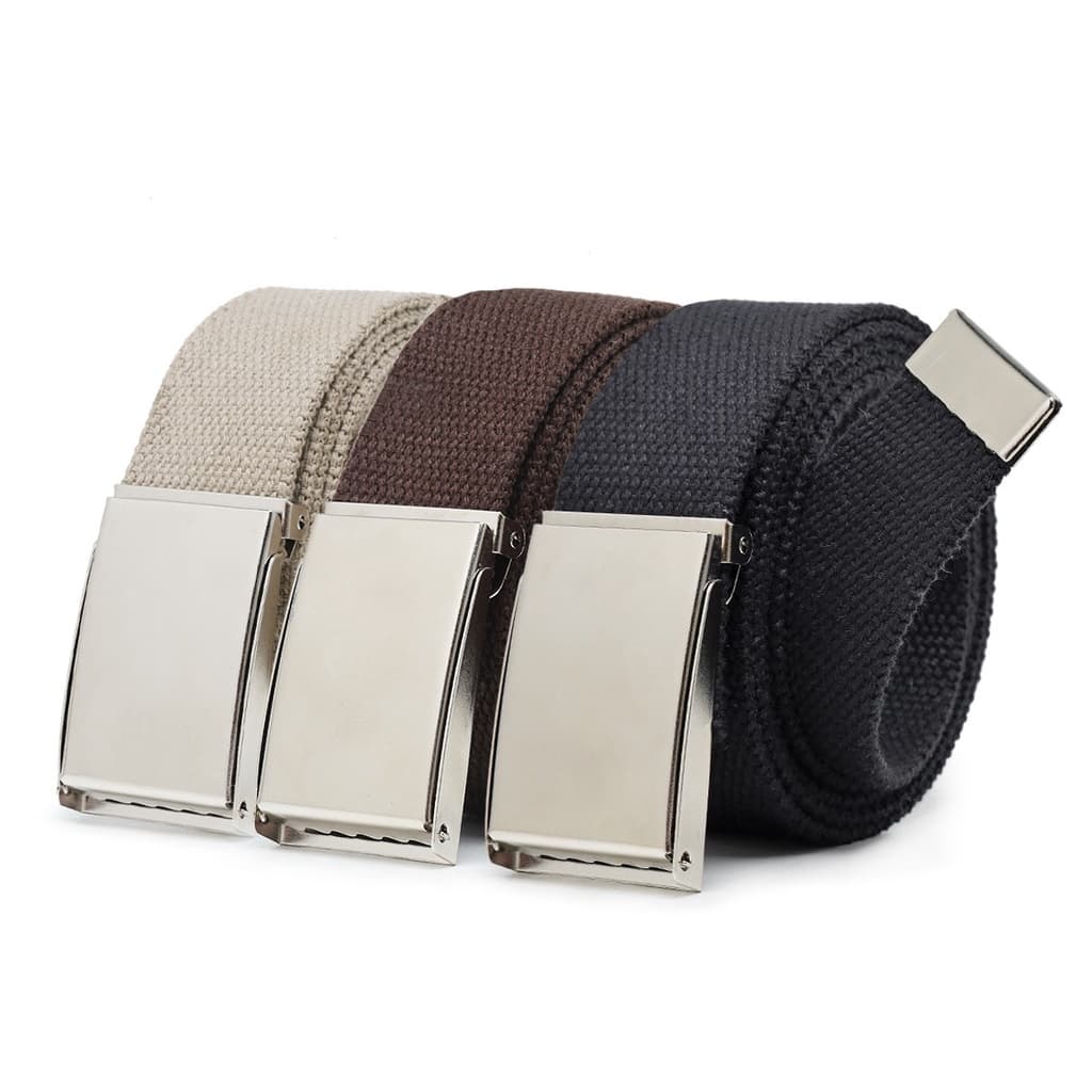 Kit 3 Cintos Masculino Lona Fivela Regulável Casual Militar
