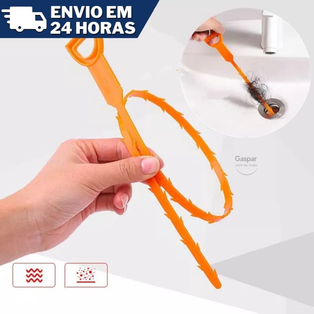 Desentupidor Coletor De Pelos Cabelos 51cm Ralos Pia Lavabos