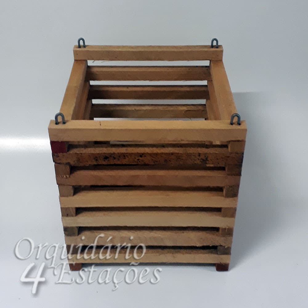Cachepô de Madeira Rústico - Modelo Quadrado nº 03 Alto - Tamanho: 20 x 20 x 21,5 "externo"