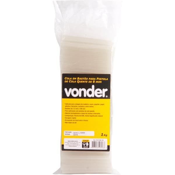 Cola bastão para pistola de cola quente de 8 mm x 100 mm 1kg VONDER