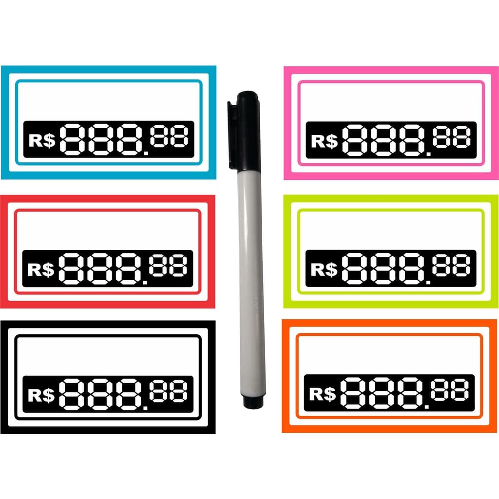 100 etiqueta digito de preço reutilizável 7x4 cm pvc para lojas em geral cor azul cod.005 az/FBK