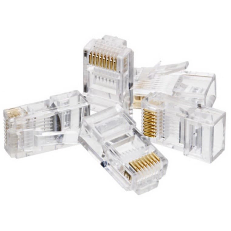 100X Conector RJ45 Cat.5E Modular 8x8 Contatos (Pacote c/ 100pçs)