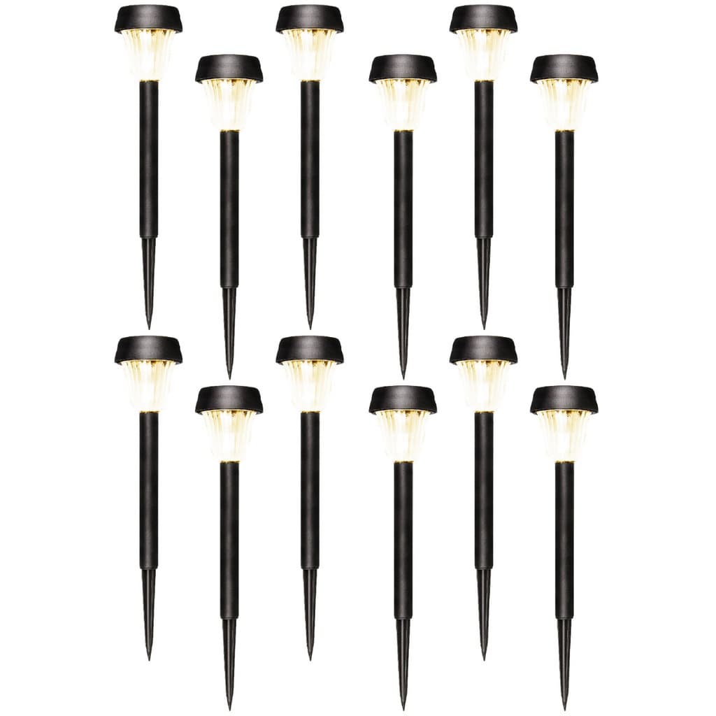 Kit 12 Luminária Espeto Solar Jardim Recarregá Led Bc Quente