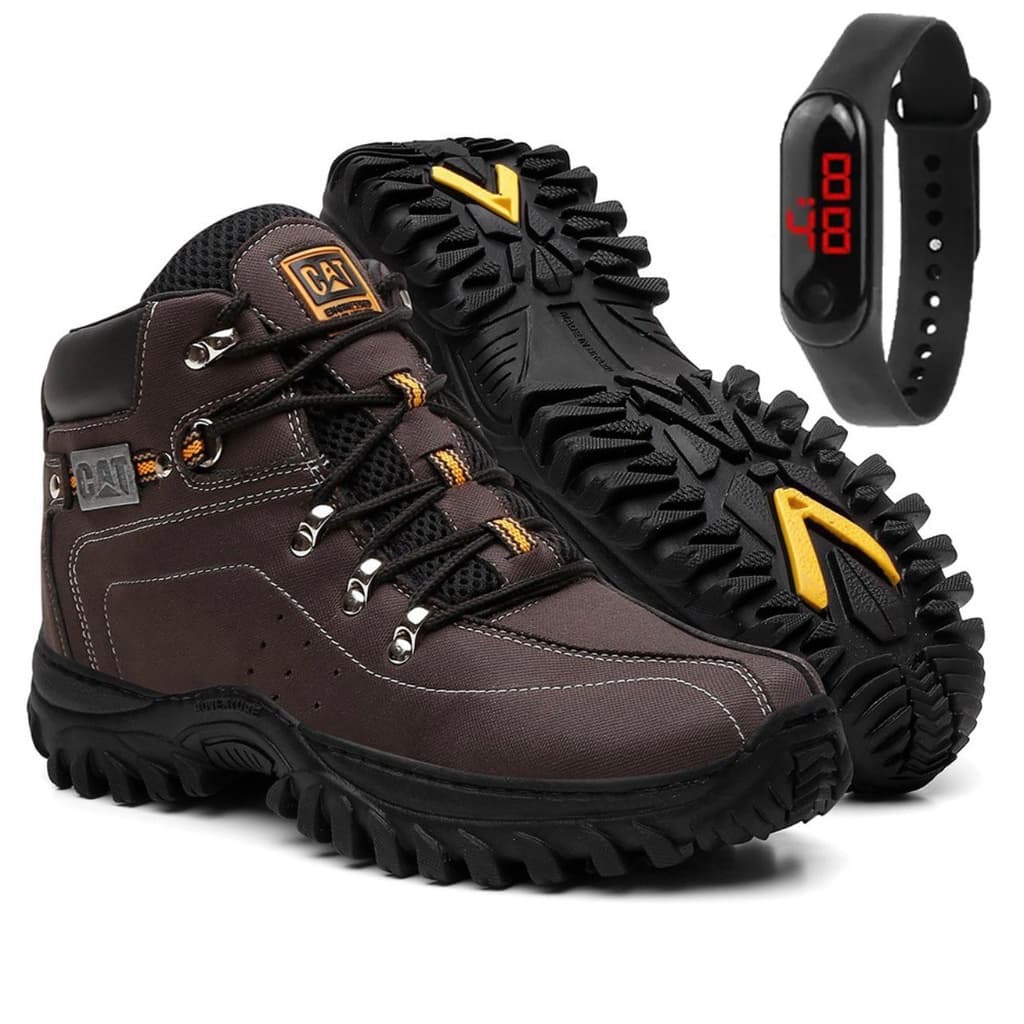 Bota Botinha Masculina CAT Orignal Moderna Barata Pronta Entrega + Relogio