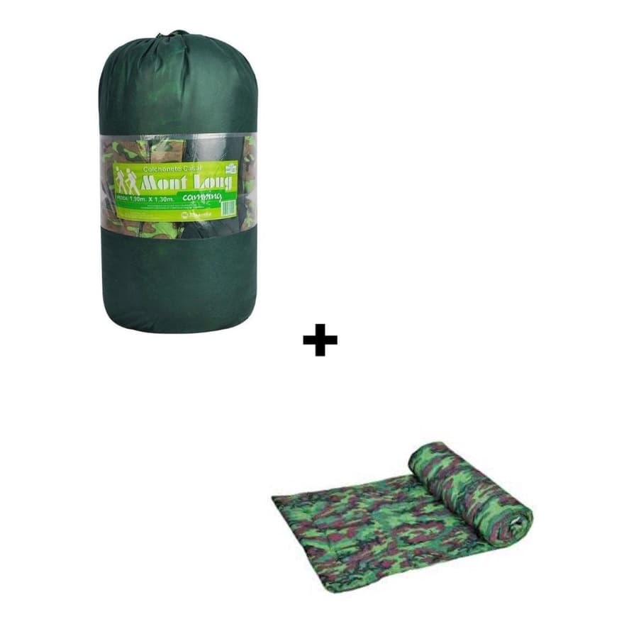 Colchonete Casal Camuflado Verde + Colchonete Solteiro Camuflado Verde