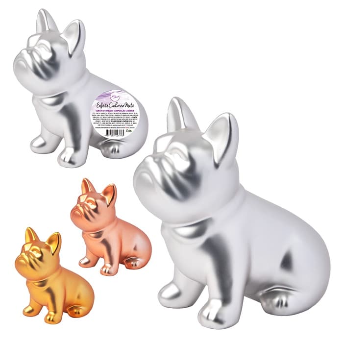 Cachorro Bull Dogue Enfeite Decorativo 12x8x5 Estatua Decoração Gesso Matte/Preto/ Rose/ Dourado