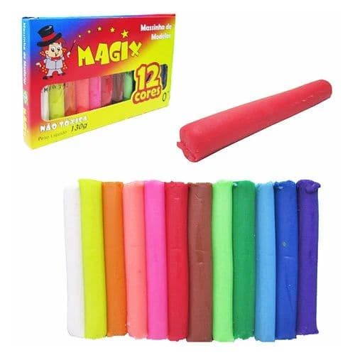 Massa Massinha Para Modelar Educativo Infantil 12 Cores Magix Super Divertido 180g