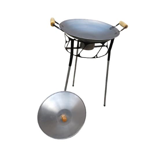 Tacho Disco De Arado 40Cm Com Tampa e Fogareiro A Álcool Com Tripés Removível + Brinde Surpresa