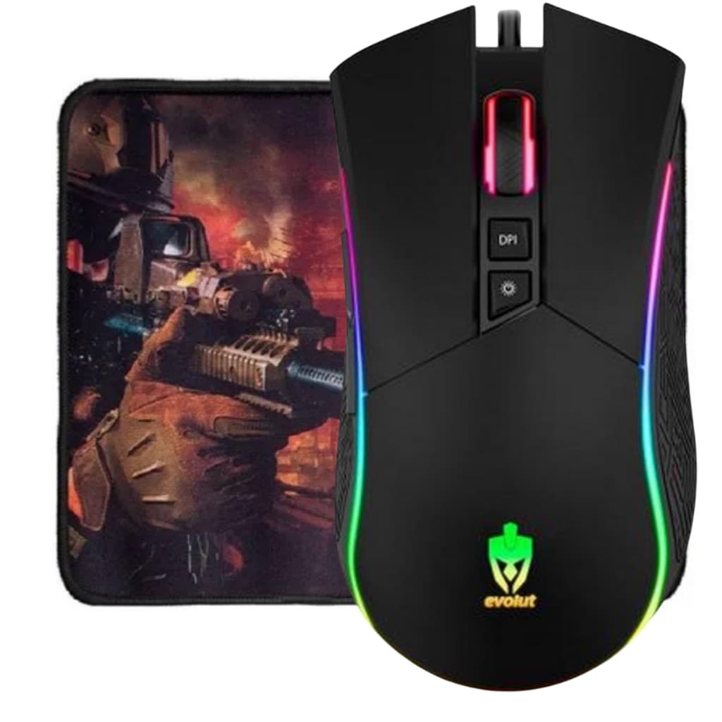 Kit Mouse Gamer Barato skadi + Mouse Pad Speed 25x21cm Atirador