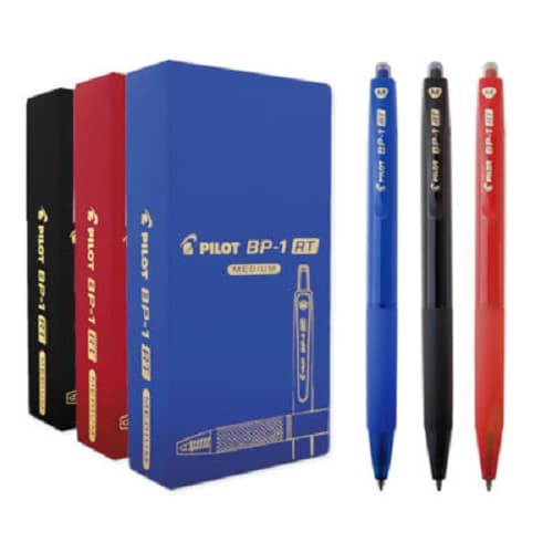 Kit 3 Canetas Retrátil 1.0 Bp-1 Azul Preta Vermelha - Pilot