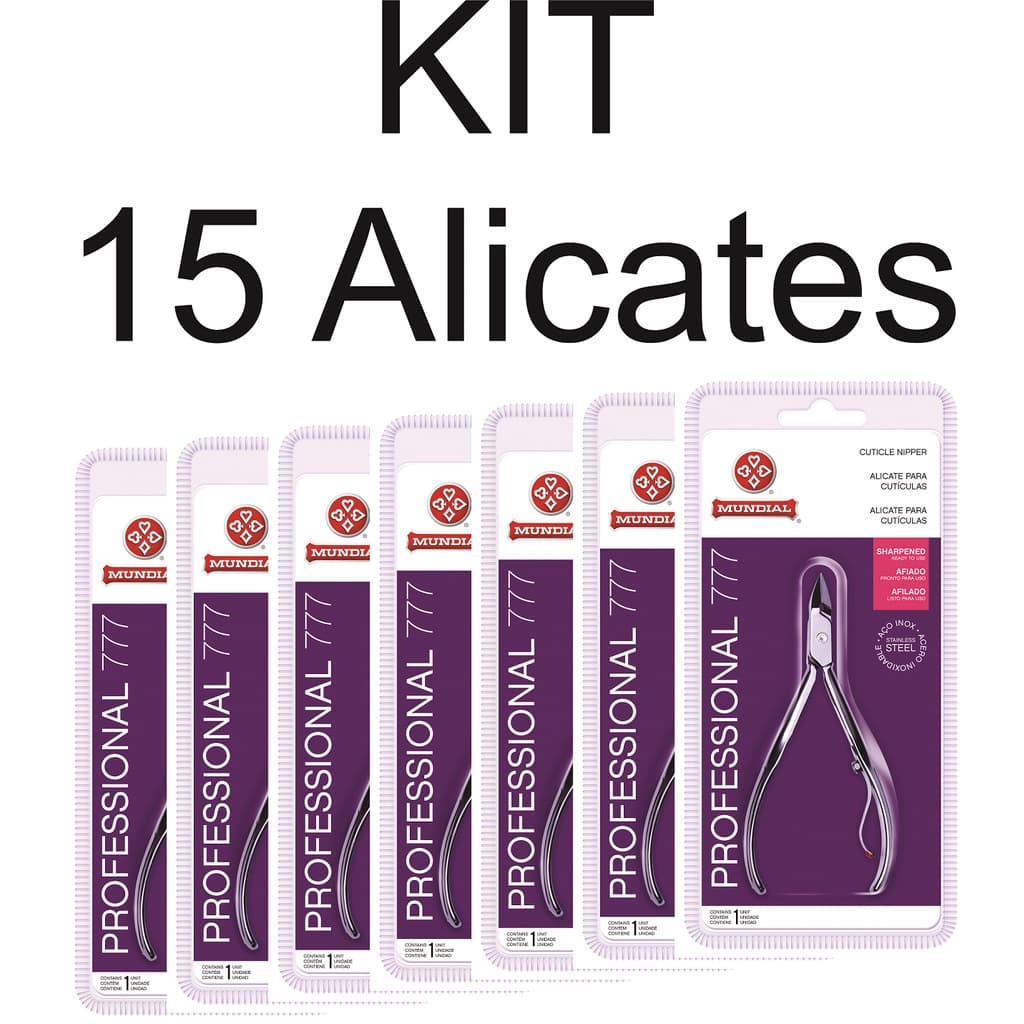 Kit 15 Alicates 777 Mundial Profissional de cutícula