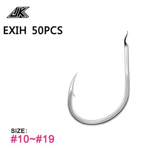 JK EXIH-50PCS Anzóis De Pesca Leve Prata Plano Iseama Gancho De Aço De Alto Carbono Peixe japan Farpado chinu Marinho
