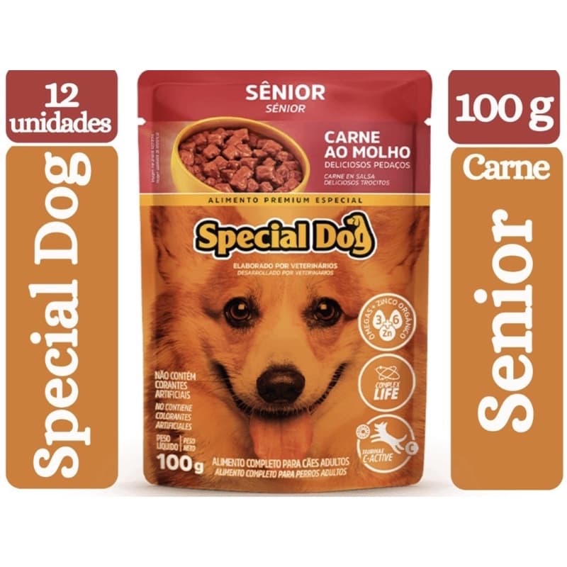 12 unidade de sachê Ração Úmida adulto Sênior  para Cachorro