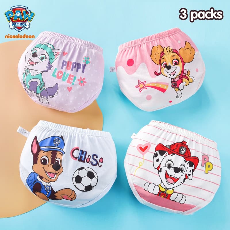 3 Kit PAW Patrol Calça Infantil de Treinamento, Algodão Leve, Desenho Divertido, Lavável e Ecológica