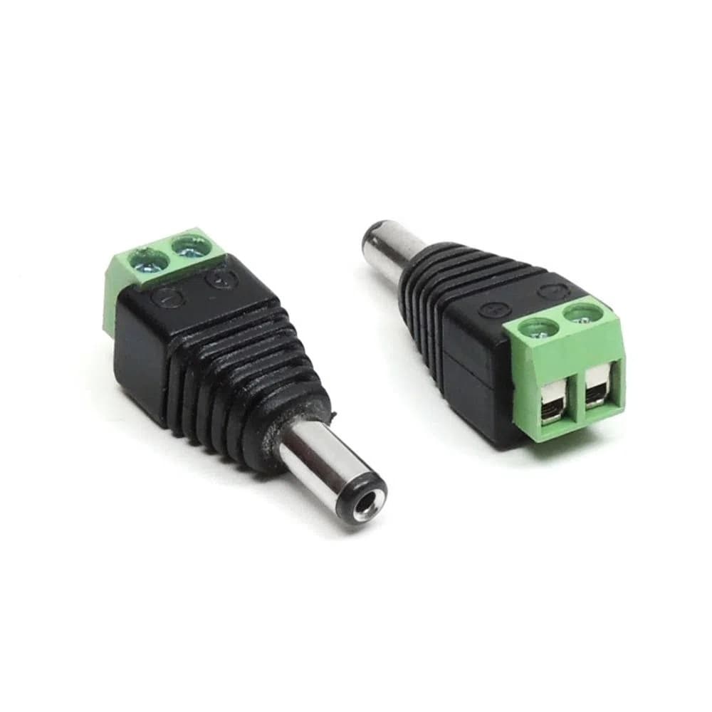 Kit 20 Conector P4 Macho Com Borne Alimentação de Energia P/ CFTV e Eletronicos