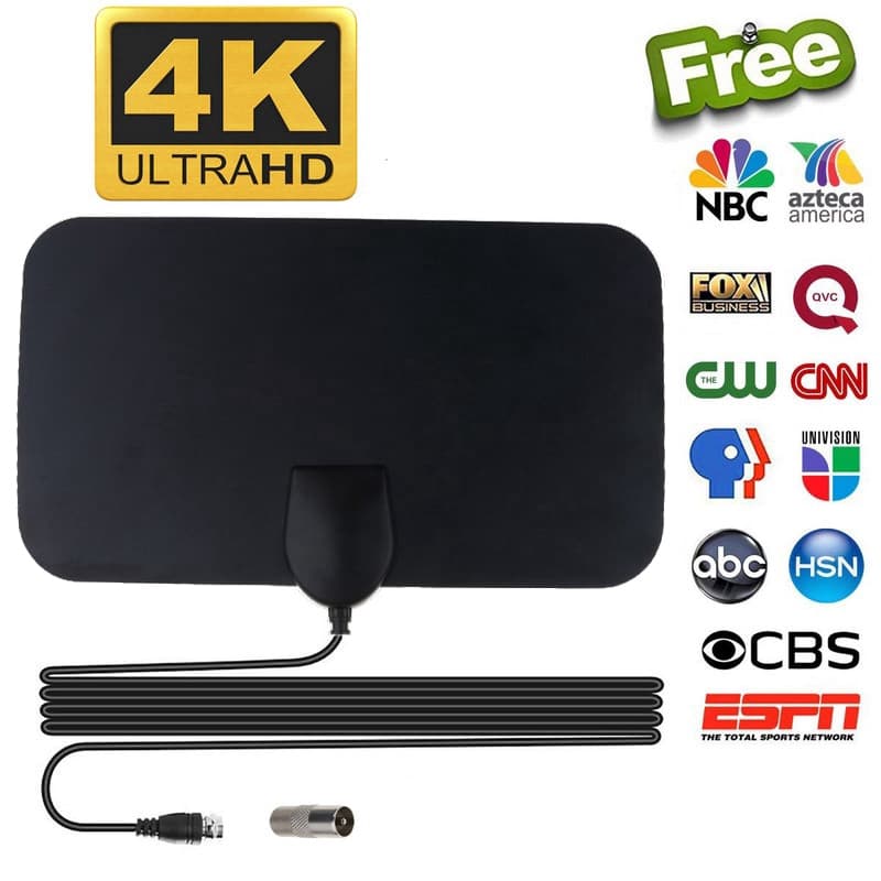Antena de TV 1080P Digital HDTV Antena de TV Interna Booster Ativo Aéreo HD Design Plano