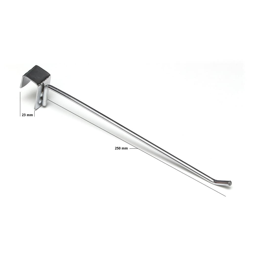 Gancho Expositor 25 cm p/ Régua Quadrada - Acessório para Cremalheira / Trilho