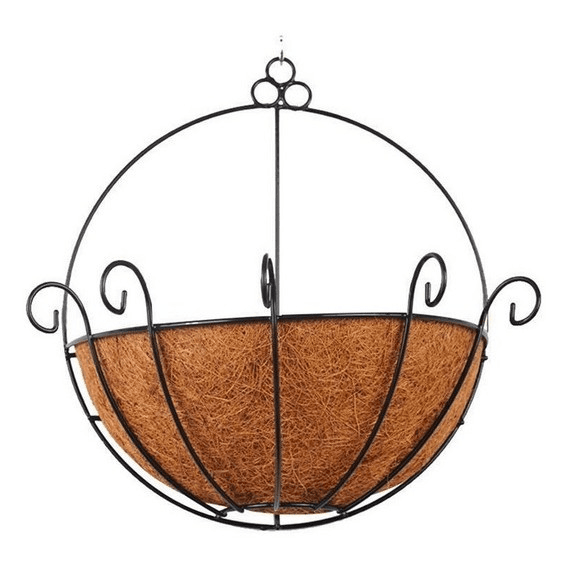 Vaso Fibra De Coco Meio Vaso Parede Com Suporte 25cm Jardim Vertical