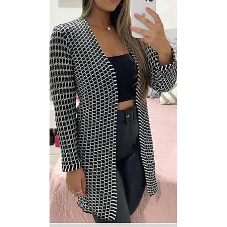 Kimono Tricot Cardigan Feminino Casaco Tricô Manga Longa