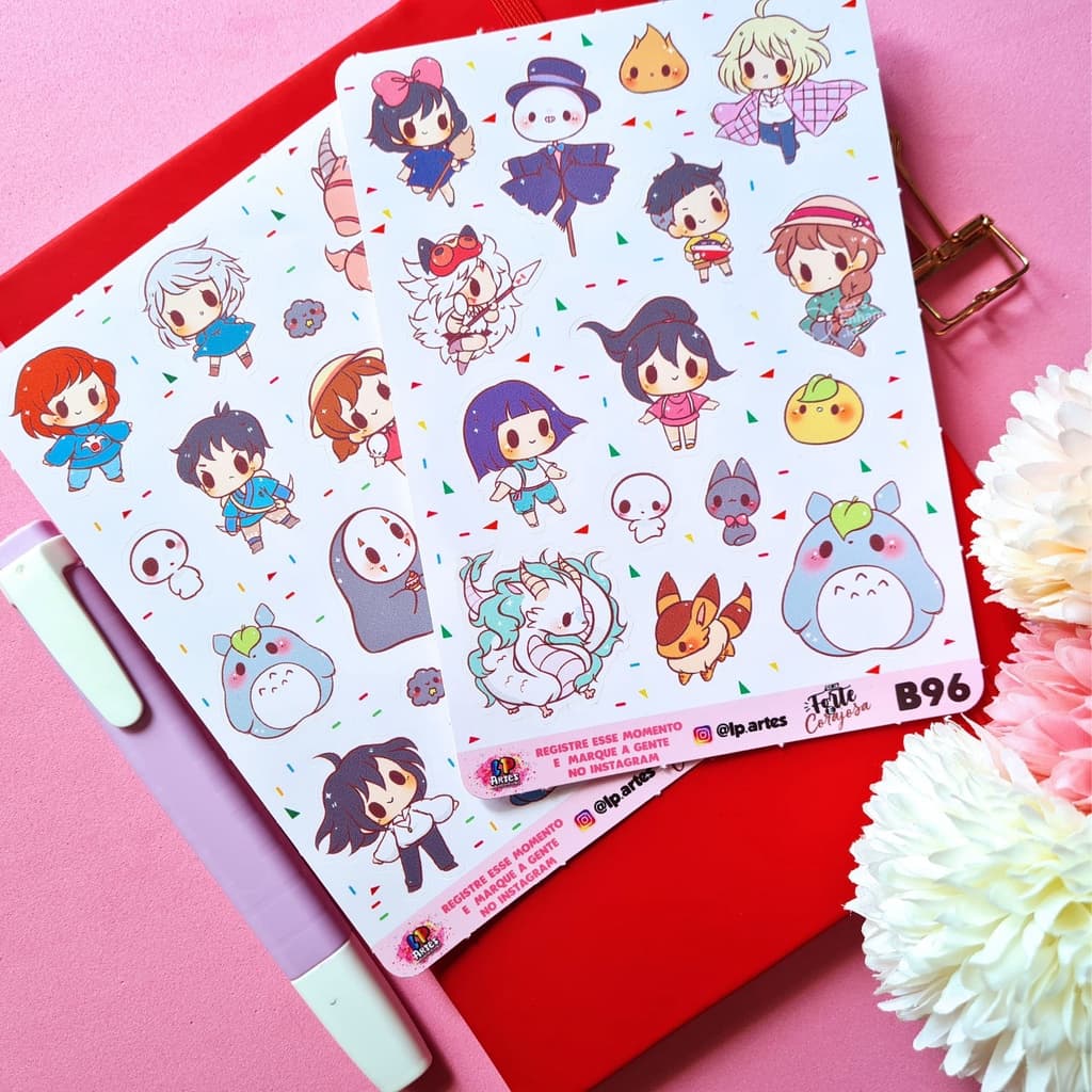 Totoro - Cartela de adesivos para bujo, caderno, planner, agenda, álbum, decoração
