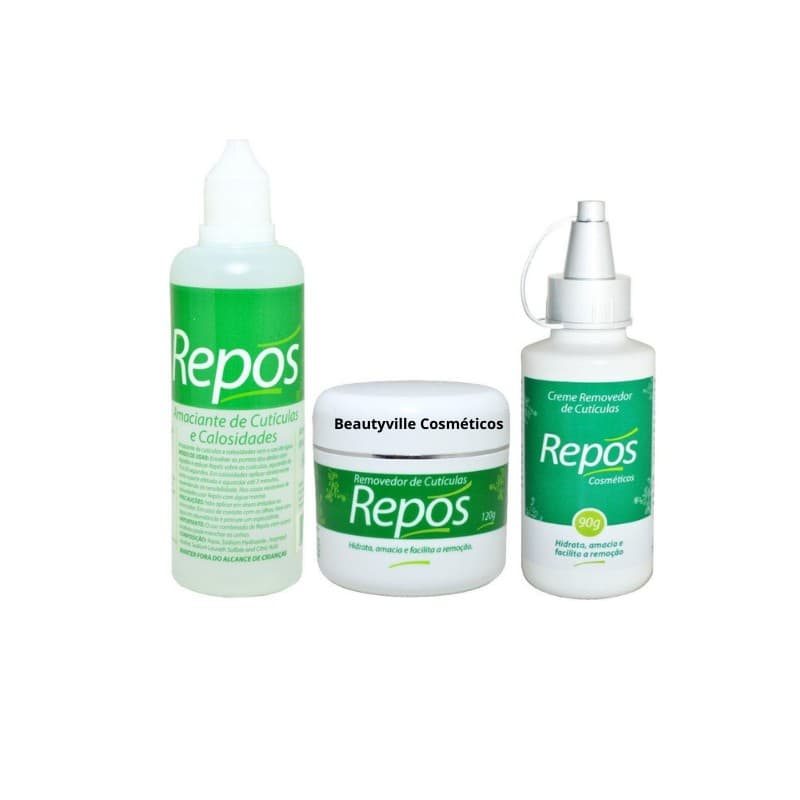 Amaciante Amolecedor Cutículas Calosidades 150ml + Creme Cutículas Repos 120g + Creme Removedor 90g